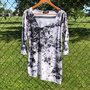 SYMPLI Tunic Size 14 Asymmetrical Neckline & Hemline Keyhole Cut-outs #715